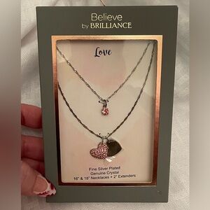 Silver Plated Genuine Crystal Heart Necklace